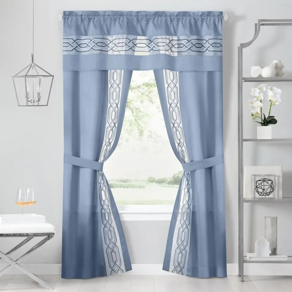 PowerSellerUSA Crisp & Clean Minimalist Two-Tone Window Curtain Set with